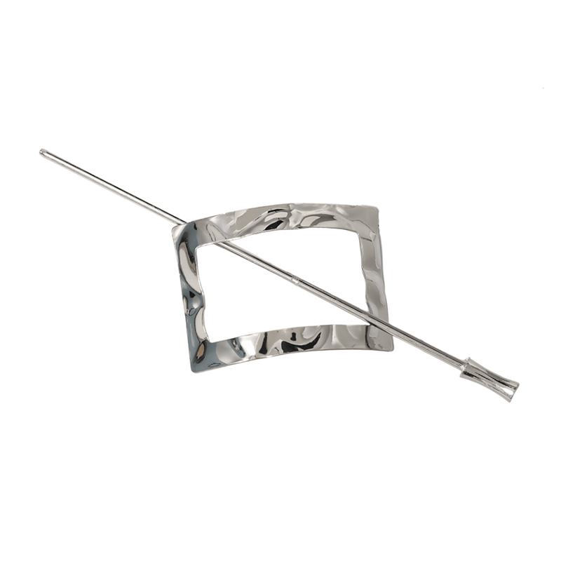 Chris Rubin Nova Rectangle Sliding Hair Claw - Silver - Hair Accessories | Fashiongirl