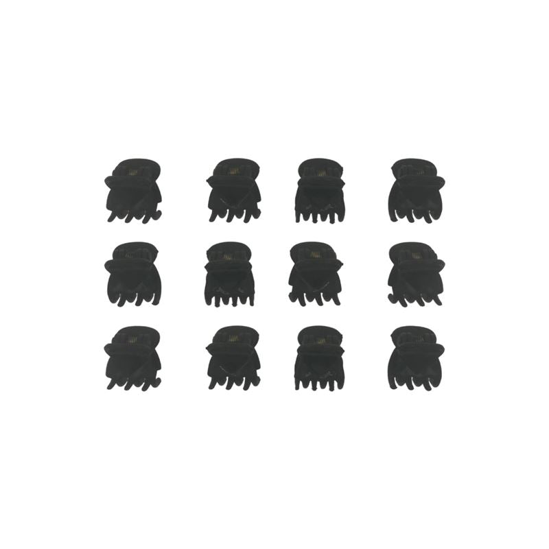 Twelve SOHO Lucca Mini Hair Claws - Black by SOHO are neatly displayed in a 4x3 grid on a plain white background.